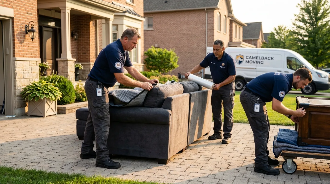 Large estate moving crew wrapping furniture in Centerville, UT